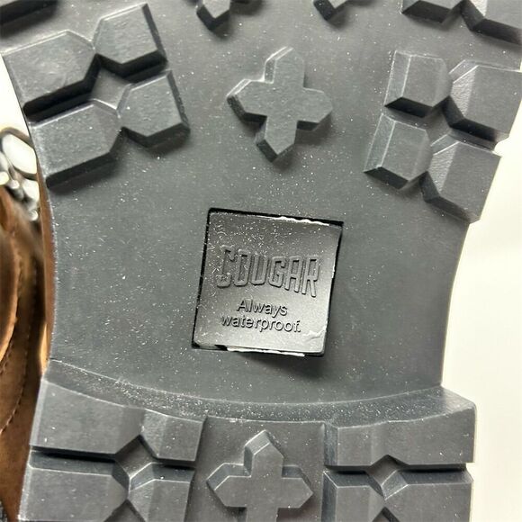 Cougar Brown Waterproof Leather Faux Fur Lace-Up Combat Boots Size 6.5-7** - Picture 10 of 15